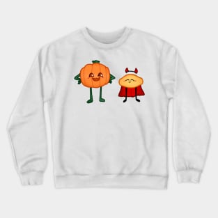 Gribby the Lemon Guy with a spooky friend Crewneck Sweatshirt